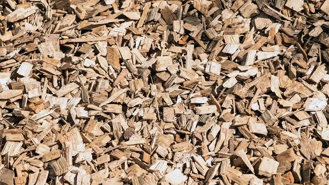 Hackschnitzel Fallschutz zertifiziert. Draufsicht.