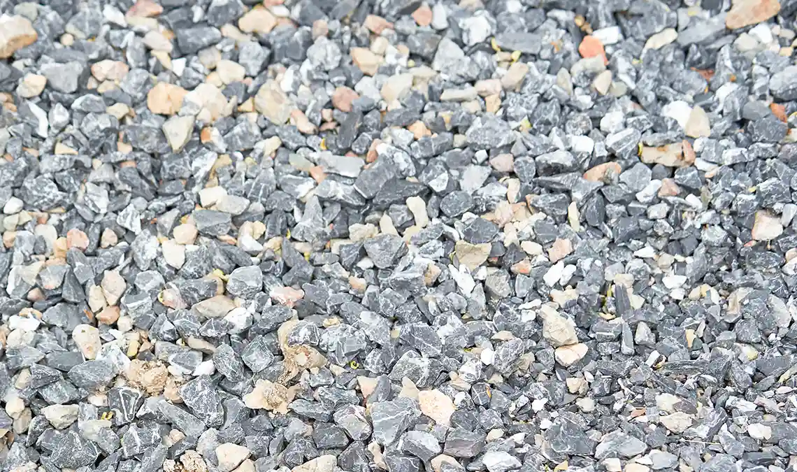 Frostschutz Schotter Draufsicht, live Foto.